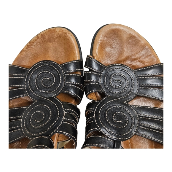 Clarks Artisan Open Toe Leather Strap Sandals 7.5 Black - Picture 4 of 5